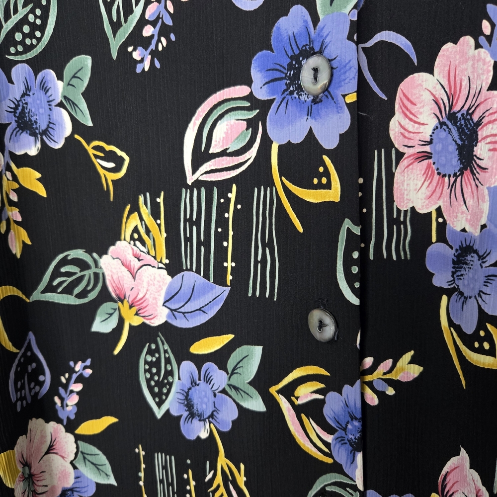 Briggs New York Vintage Black Floral Long Sleeve Shirt 2X - Picture 3 of 6